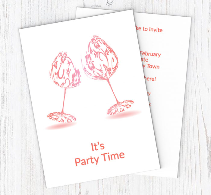 floral glasses party invitations