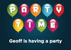 party time balloons invitations