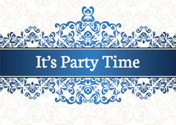 blue damask party invitations