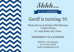 blue chevron surprise invitations