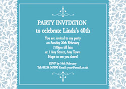 blue floral party invitations
