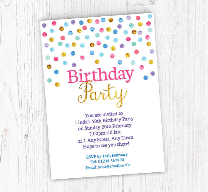 colourful confetti invitations