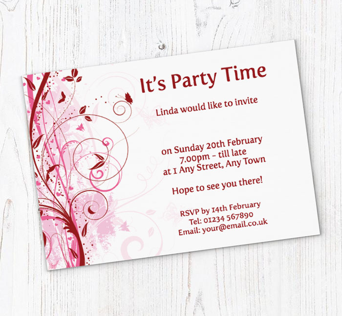 red and pink leaves invitations