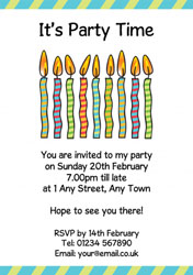 cartoon candles party invitations