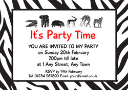 black and white animals invitations