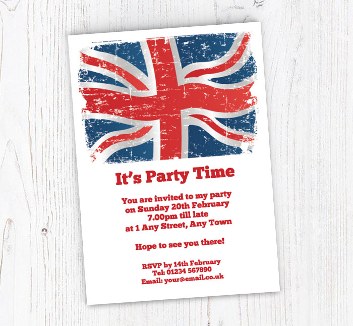grunge union jack invitations