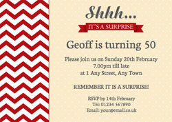 red chevron surprise invitations