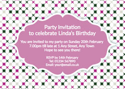 purple and green vintage invitations