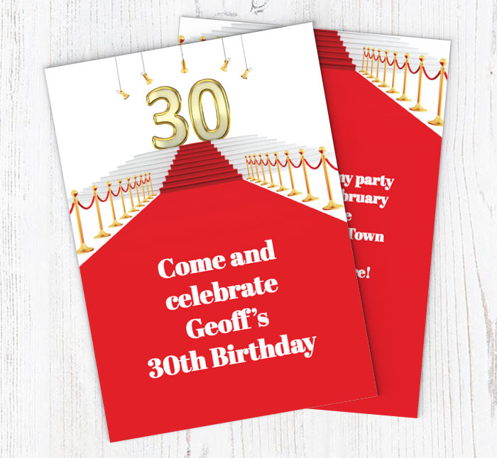 red carpet 30th party invitations