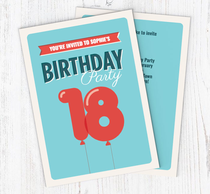 18th balloons party invitations
