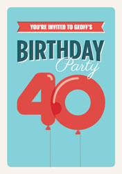 40th balloons party invitations
