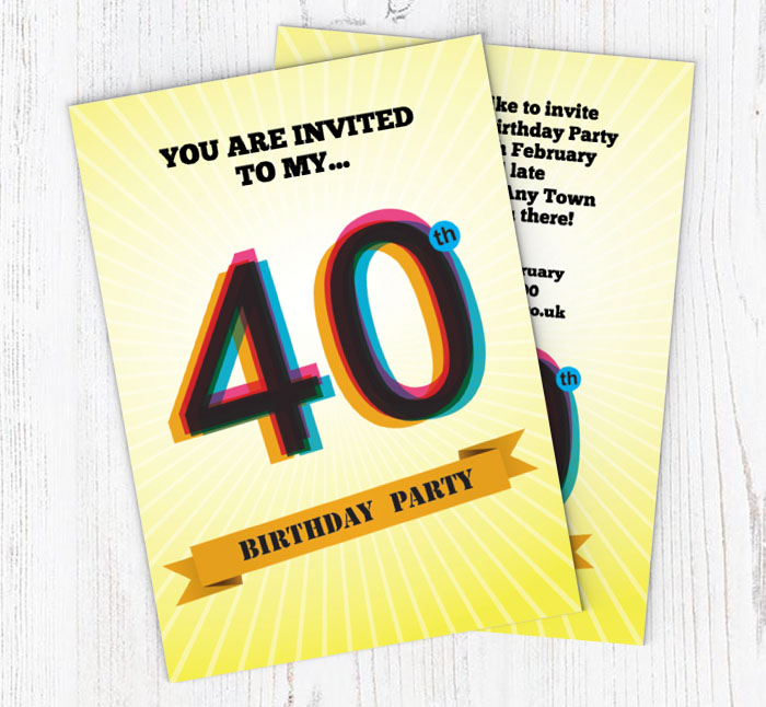 retro 40th birthday party invitations