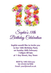 floral 18th birthday party invitations
