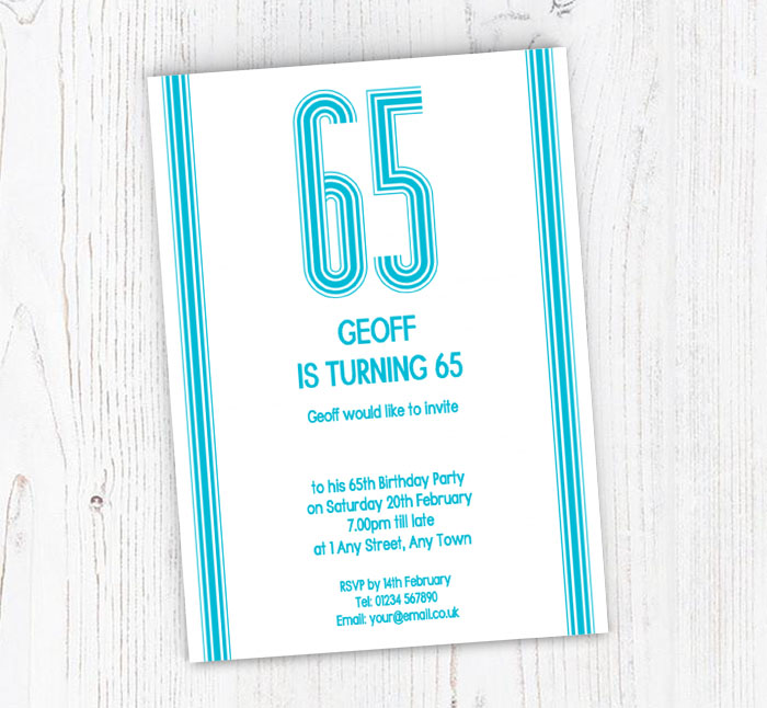 65th vertical stripes party invitations