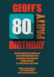 in relief 80th party invitations