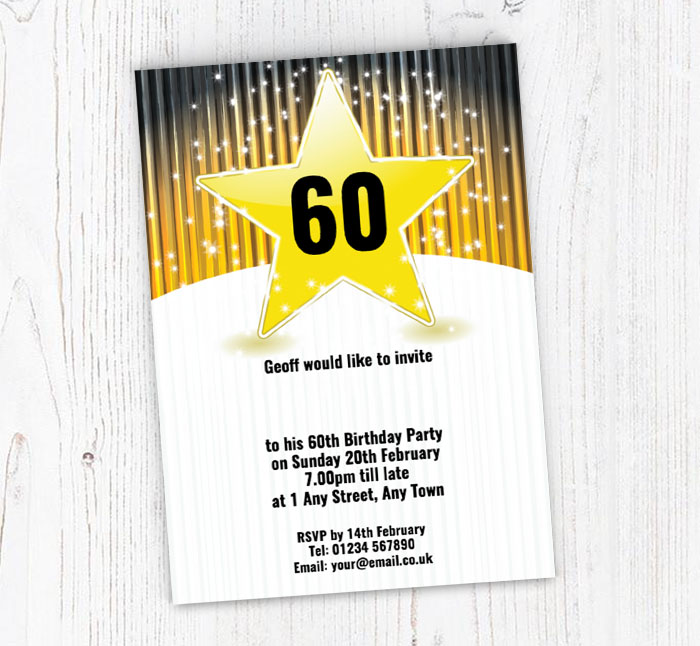 gold star milestone party invitations