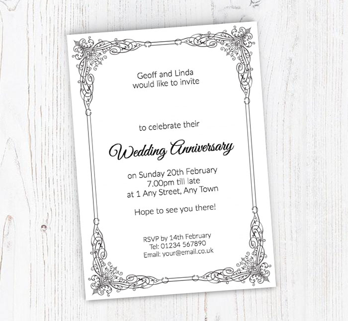 ornate border anniversary invitations