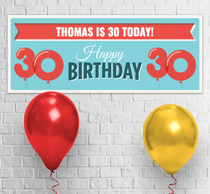 30th balloons party banner