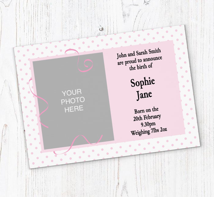 pink dots baby announcements