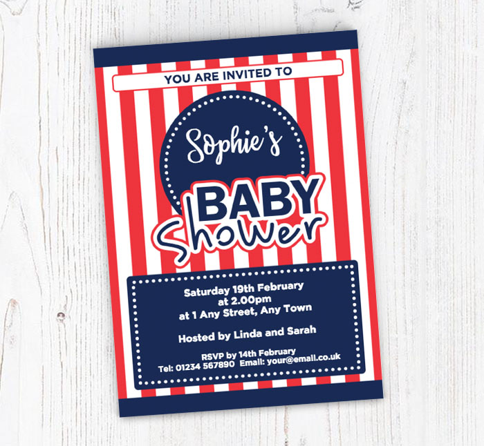 striped baby shower invitations