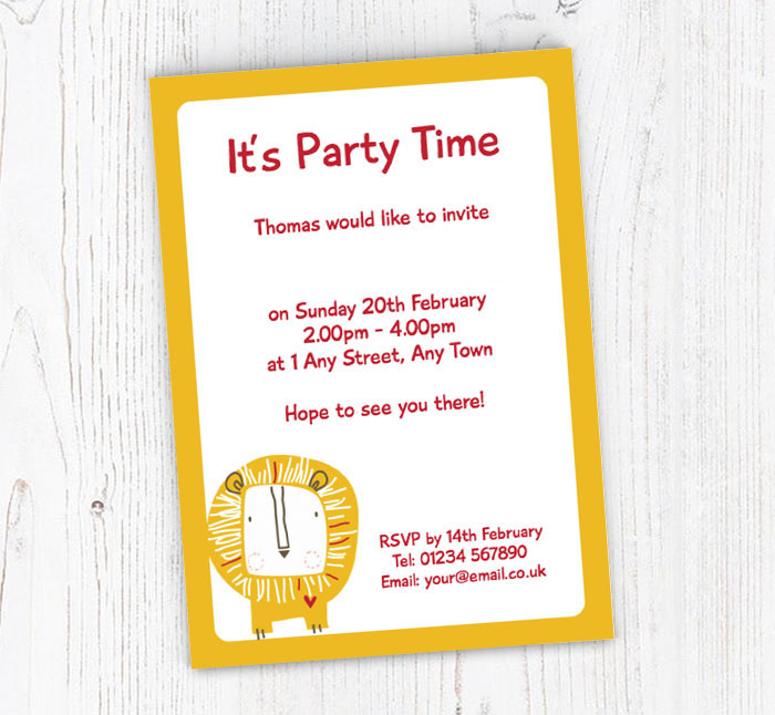 lion party invitations