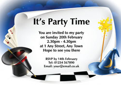 magician and wizard hats invitations