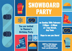 snowboarding party invitations