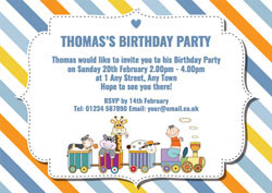 baby animal train invitations