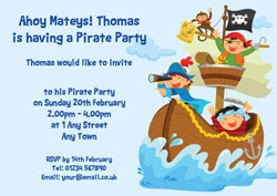 pirates sailing in ship invitations