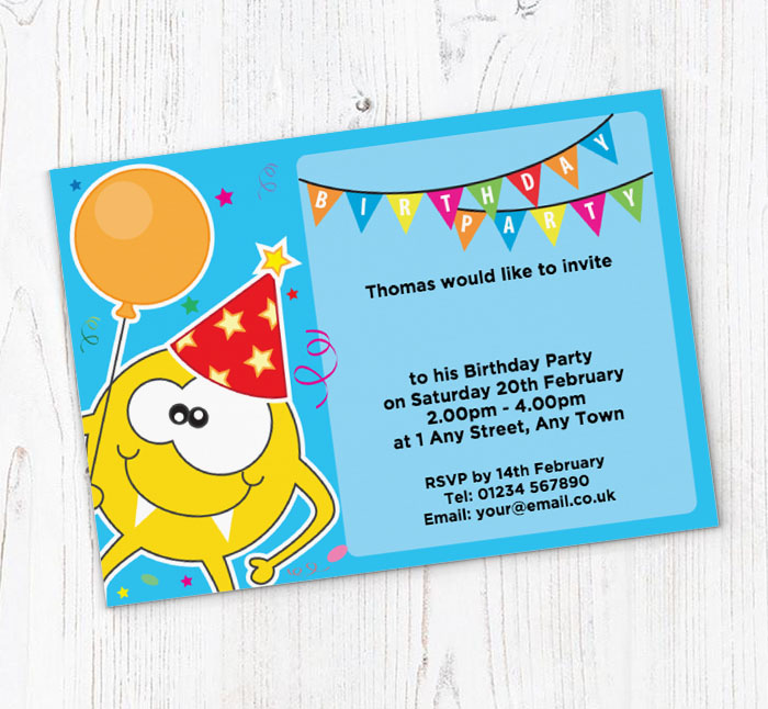 yellow monster party invitations