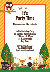 woodland creatures party invitations