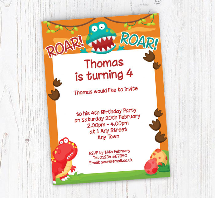 dinosaur banner party invitations