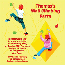 childrens wall climbing invitations