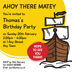 pirate ship birthday party invitations