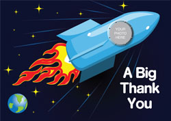 space rocket photo thank you cards