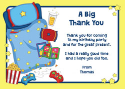 boys sleepover thank you cards