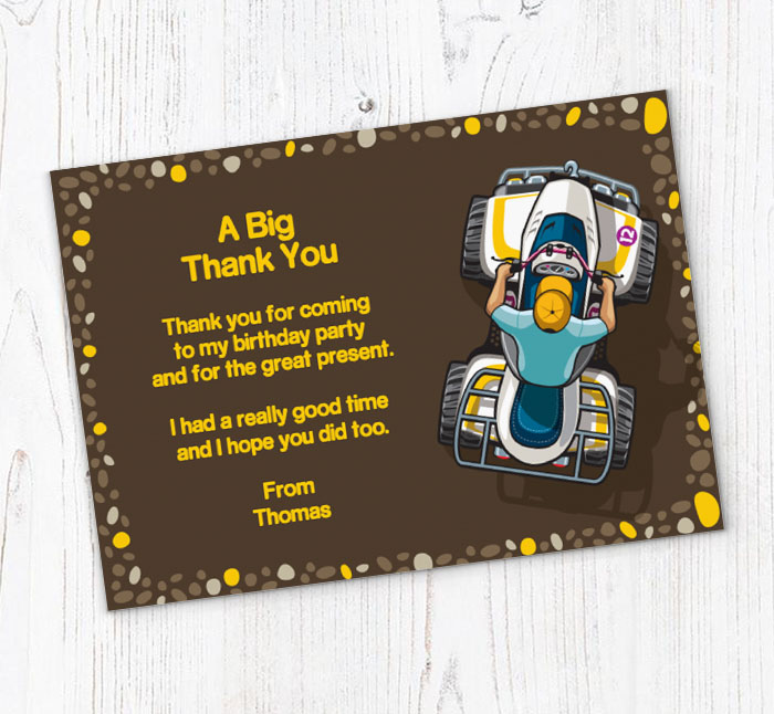 quad bike thank you cards