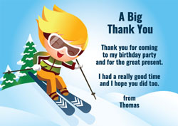boy skiing thank you cards