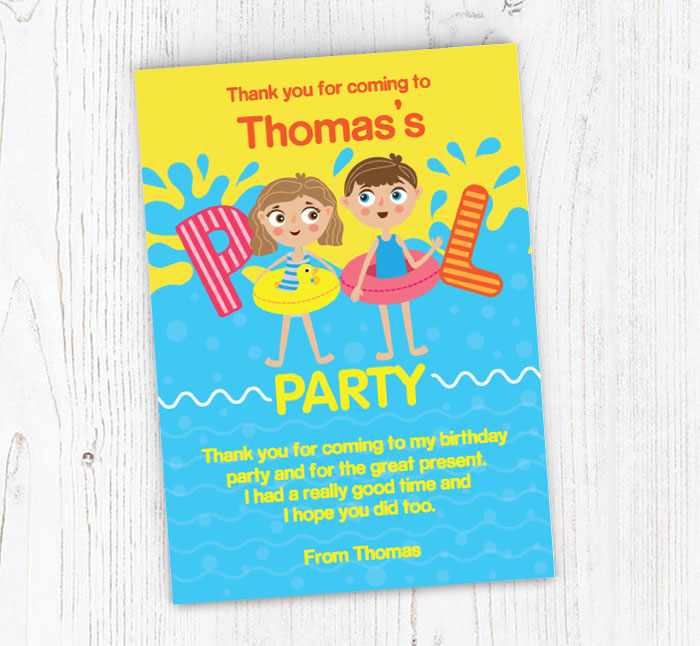 pool party thank you cards