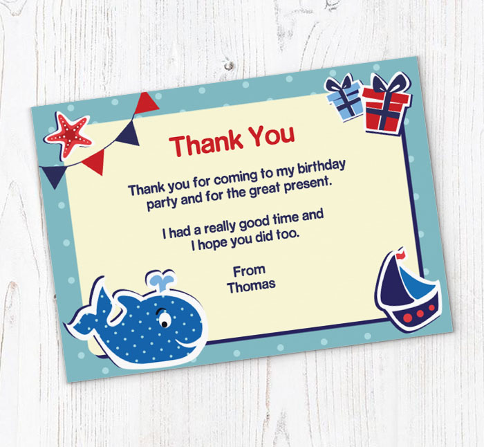 whale and boat thank you cards