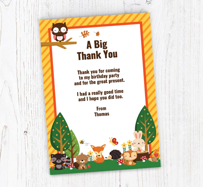 woodland creatures thank you cards