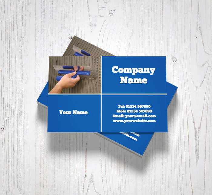blue plastering business cards