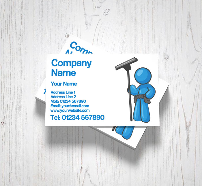 blue window cleaner business cards