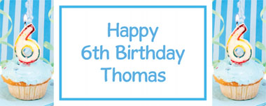 6th birthday blue cupcake party banner
