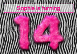 pink furry 14th party invitations