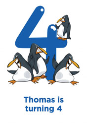 penguins 4th birthday party invitations