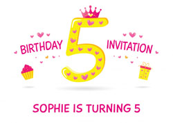 5th princess birthday party invitations