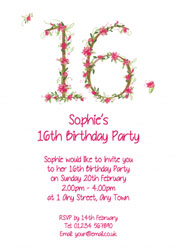 floral 16th birthday party invitations