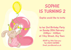 bunny rabbit 2nd birthday invitations