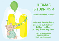 teddy bear 4th birthday invitations